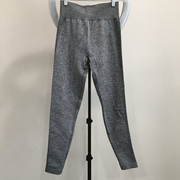 GYMSHARK Gray Black Marled Logo Waistband Butt Enhancer Activewear Leggings - Picture 2 of 10